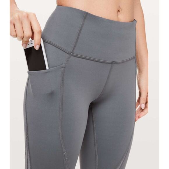 Lululemon Run Smoothly 7/8 Tight Titanium Gray Size 10 Nulux Mesh - Picture 6 of 12